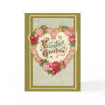 Victorian Valentine with Heart Shaped Wreath Greeting Card