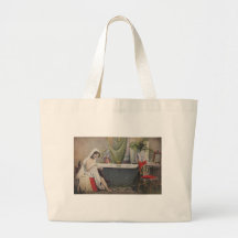 Victorian woman bathing tote bags