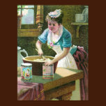 Victorian Woman Mixing Dough in Bowl posters