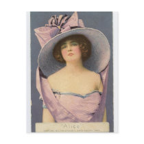 Victorian women in purple dress postcard