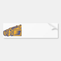Video Camera Recorder Woodcut Bumper Sticker