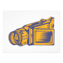 Video Camera Recorder Woodcut Personalised Announcement