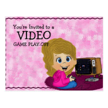Video Game Play-Off - Girl Postcards