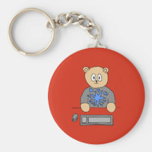 Video Game Player Bear. Key Chain