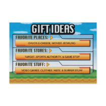 Video Gamer Birthday Party Gift Ideas / Map Insert Personalized Invitations