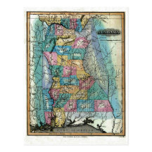 Vieille carte 1826 de l'Alabama Cartes Postales