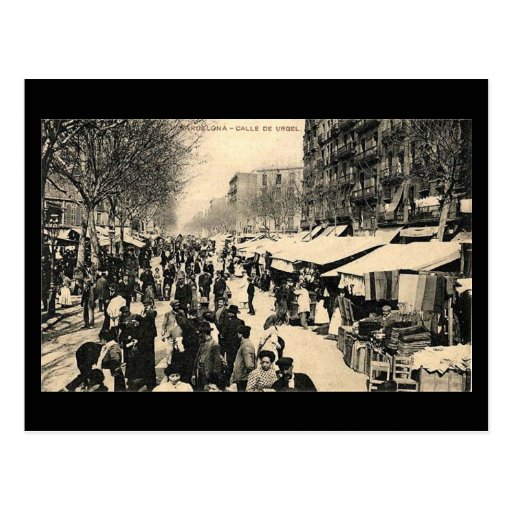 Vieille carte postale, Barcelone, Calle de Urgel