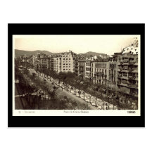 Vieille carte postale, Barcelone, Paseo de Gracia