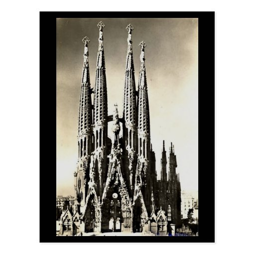 Vieille carte postale - Barcelone, Sagrada Familia