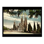 Vieille carte postale, Barcelone, Sagrada Familia