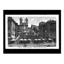 Vieille carte postale, Rome, Piazza di Spagna