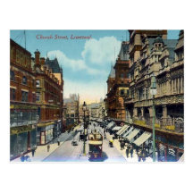 Vieille carte postale - rue d'église, Liverpool