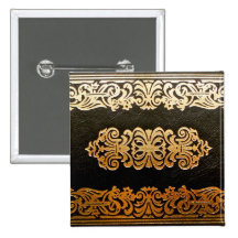 Vieille couverture de livre en cuir badge avec épingle