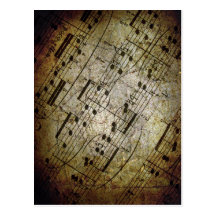 Vieille illustration musicale de feuille, notes gr carte postale