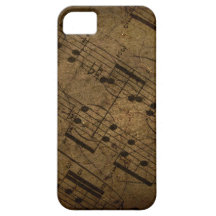 Vieille illustration musicale de feuille, notes gr coque Case-Mate iPhone 5