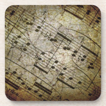 Vieille illustration musicale de feuille, notes gr sous-bock