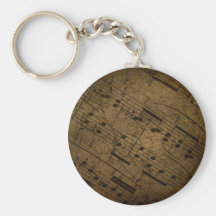Vieille illustration musicale de feuille, notes gr porte-clés