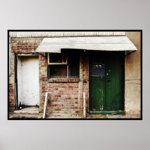 Vieille porte verte affiches