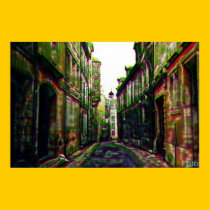 Vieille rue de ville affiches