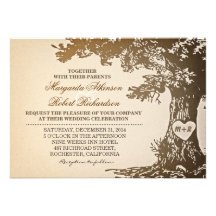 vieilles invitations vintages de mariage de chêne