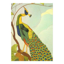 Viennese Art Nouveau Peacock Personalized Invite