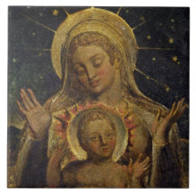 Vierge et enfant, 1825 (tempera sur le panneau) carreau en céramique