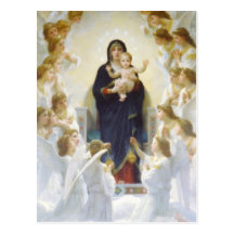 Vierge Marie et Jésus avec des anges Cartes Postales