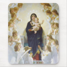 Vierge Marie et Jésus avec des anges Tapis De Souris