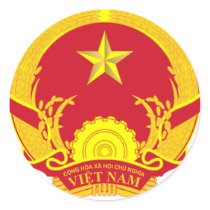 VIETNAM COAT OF ARMS. VIET SYMBOL ROUND STICKERS