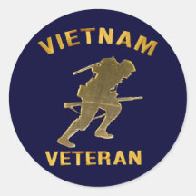 VIETNAM SOLDIER IN GOLD Gifts Round Stickers
