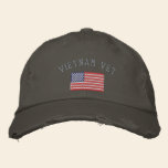 Vietnam Vet with American Flag embroidered hats