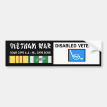 VIETNAM WAR - DISABLED VET BUMPER STICKERS