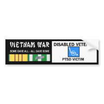 VIETNAM WAR - DISABLED VET - PTSD VICTIM BUMPER STICKERS