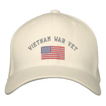 Vietnam War Vet with American Flag Embroidered Baseball Cap