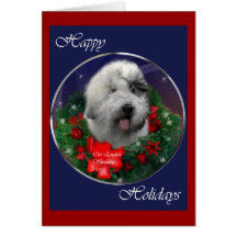 Vieux cadeaux anglais de Noël de chien de berger Carte De Vœux