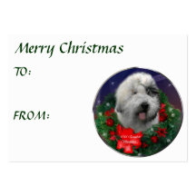 Vieux cadeaux anglais de Noël de chien de berger Modèles De Cartes De Visite