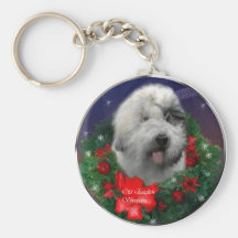 Vieux cadeaux anglais de Noël de chien de berger Porte-clef
