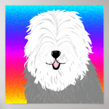Vieux chien de berger anglais (avec les yeux couve posters