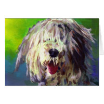 Vieux chien de berger anglais carte de vœux
