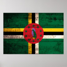 Vieux drapeau en bois de la Dominique Affiche