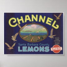 Vieux étiquettes vintages de caisse de fruit de ci poster