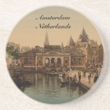 Vieux Fishmarket et bourse, Amsterdam, Pays-Bas Dessous De Verre