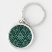 Vieux motif victorien de roses, bleu porte-clef