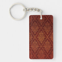 Vieux motif victorien de roses, rouge porte-clef