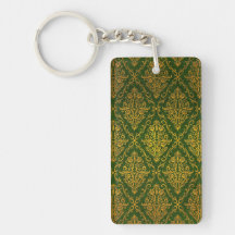 Vieux motif victorien de roses, vert porte-clef
