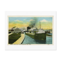 View Below the Soo, Soo Locks, Michigan Postcards