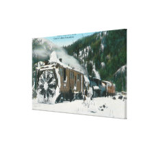 View of a Rotary Snow Plow in the Mountains Stretched Canvas Prints