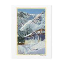 View of a US Forest Service Ski Shelter Postcard