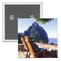 View of Gros Piton from Stonefield Estate Villa Pinback Buttons