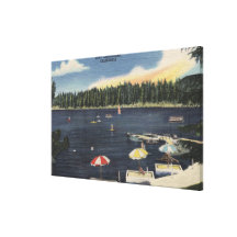 View of Lake, Tree-Lined Shore Canvas Prints